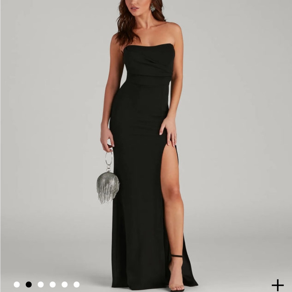 Windsor Black Sequin Strapless Kaia Gown